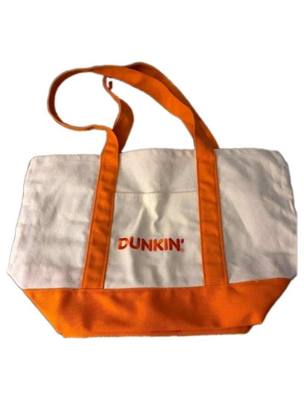 Dunkin' White and Orange Canvas Tote Bag